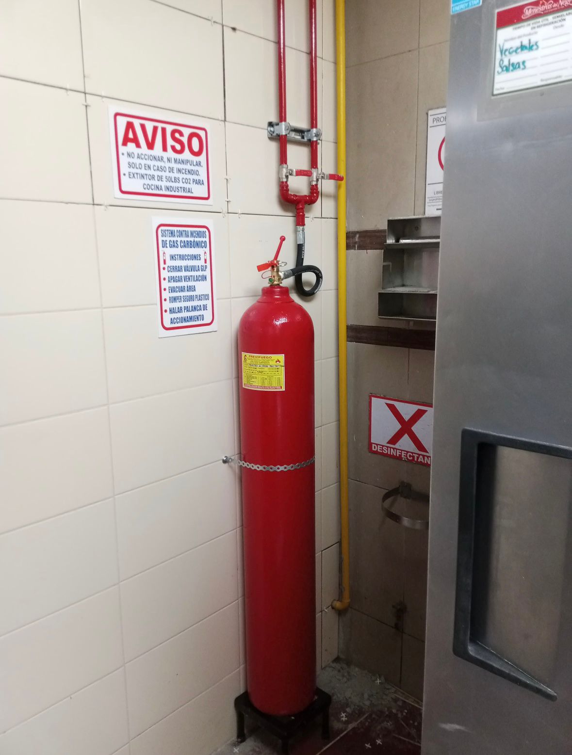 Sistema CO₂ con doble llave de paso para dos campanas